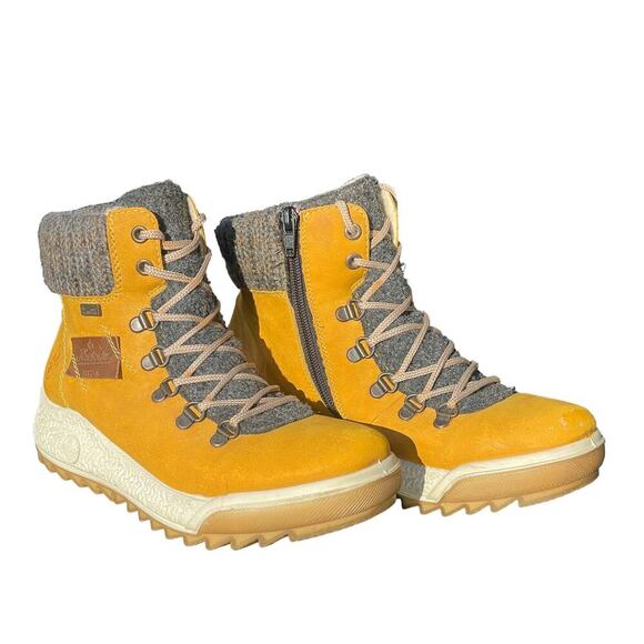 Rieker Yellow/Tan Side-Zip Lace Ankle Boots   - Size 37 - Picture 1 of 16